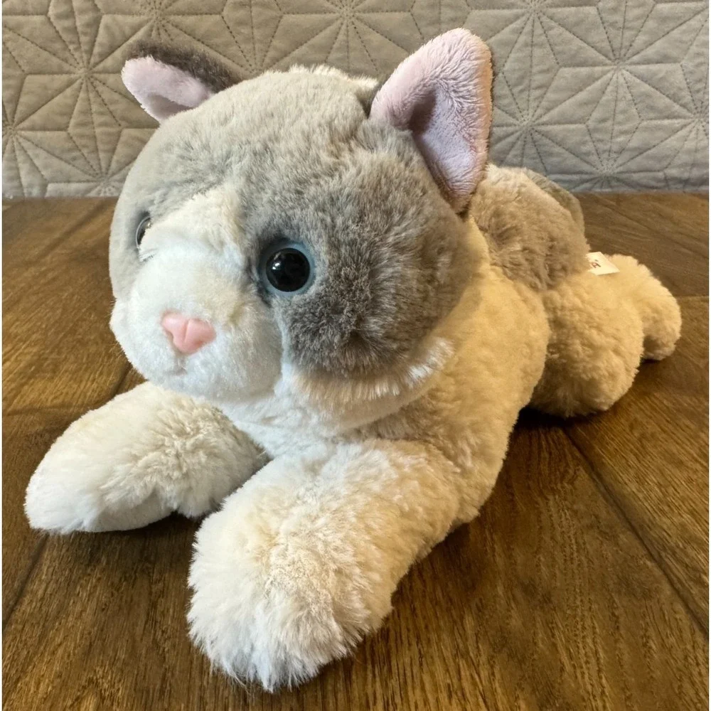 Aurora Flopsie Gray White Cat Kitten 12 Inch Stuffed Animal Plush 2023 Realistic
